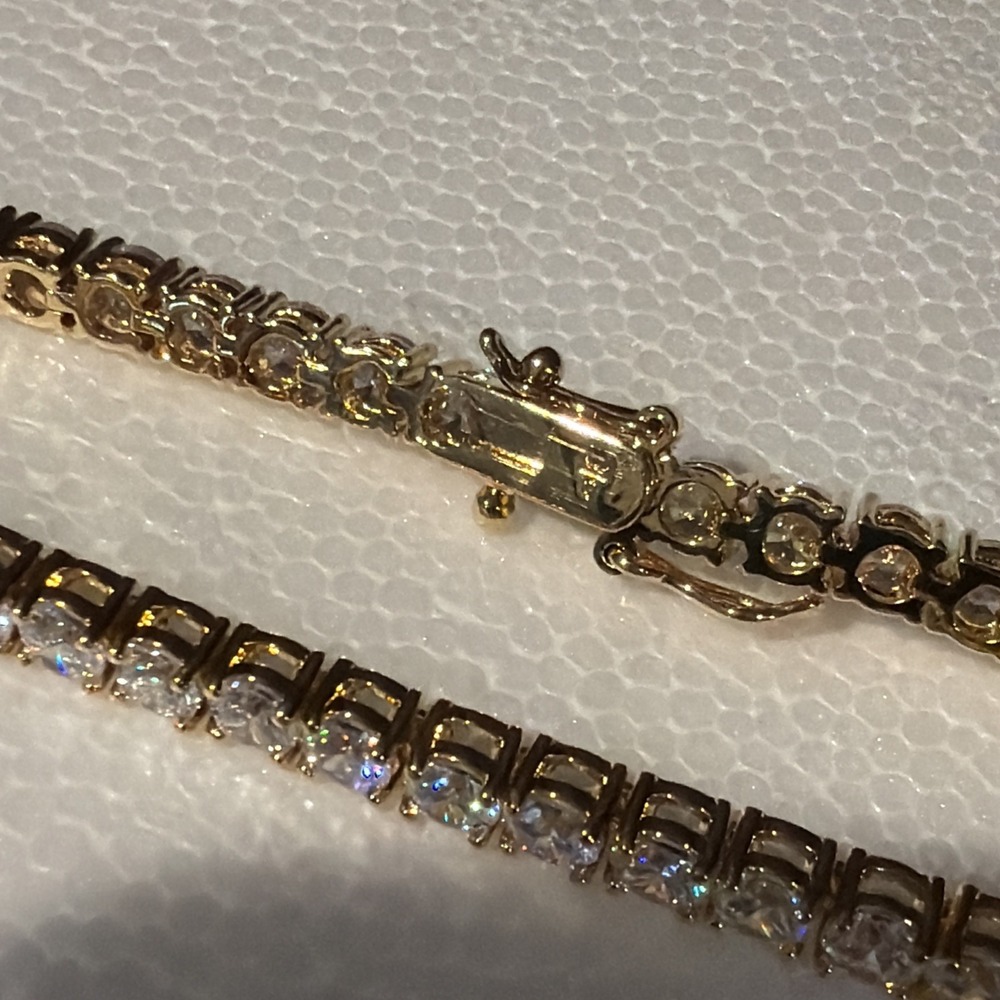 Danbury Mint Gold-tone Watch MOP Dial and Crystal Tennis Bracelet Box Set NWOT - Picture 4 of 8